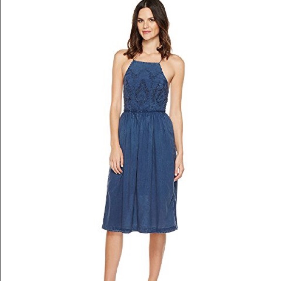 Lucky Brand Schiffli Denim Bib Dress - Picture 3 of 4